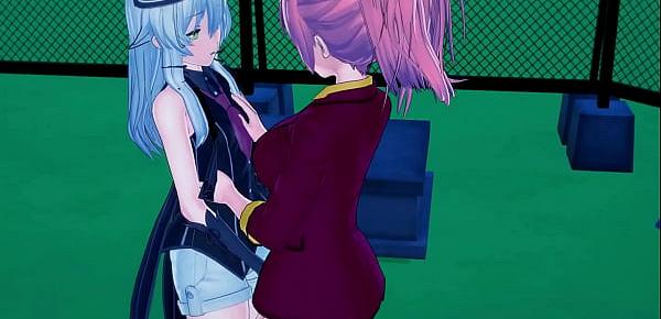  Altina Orion gets her pussy eaten out by classmate Juna Crawford before tribbing - Trails of Cold Steel Lesbian hentai.